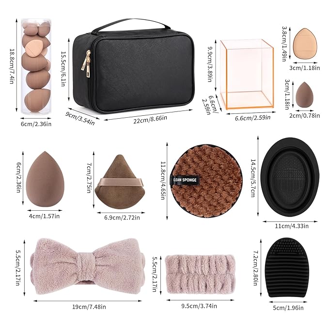MAGEFY Makeup Brushes 37 Pcs Makeup Kit, Multi-functional Makeup Tool Set with Double-End Powder Blush Eyeshadows Brush Make up Brushes Set Bag,Champagne