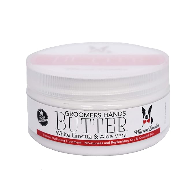 Warren London Groomers Hand Butter – 8 oz Working-Hands Cream for Dry, Cracked Skin | Fast-Absorbing Aloe & Shea | White Limetta Scent | Non-Greasy Moisturizer Made in USA