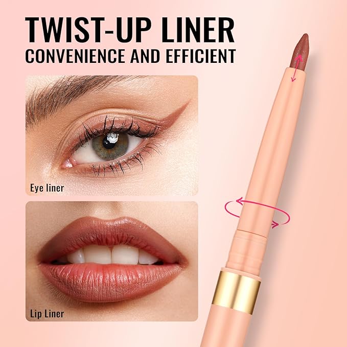 Oulac Brown Eyeliner Pencil, Waterproof Retractable Eye Liners Pen, Smooth and Creamy Eye Makeup for Precision Application Vegan & Cruelty-Free, 06 Body Talk
