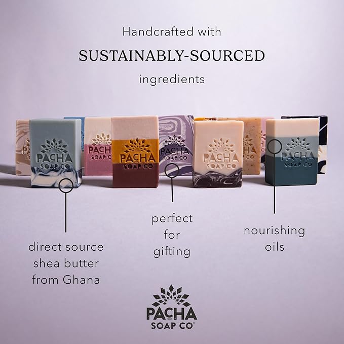 Pacha Soap Co. Bar Soap Variety Set - Signature Scents, Premium Handcrafted Trial & Travel Size Bars for Face, Hands & Body, Hydrating Formula with Clean Ingredients, Made in USA, 2-Pack, 7 oz Each