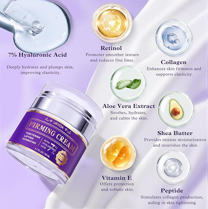 Retinol Neck & Face Wrinkle Cream for Women, Neck Cream for Tightening and Firming, Anti Aging Skin Care with Collagen & Hyaluronic Acid, Instant Face Lift Cream 2-Pack