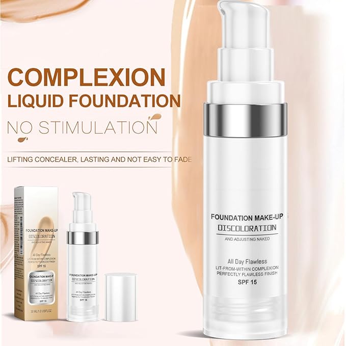 Flawless Colour Changing Foundation 30ML – Moisturizing & Long-Lasting Liquid Foundation with SPF 15, Full Coverage, Poreless & Waterproof, Natural Skin Tone Makeup for Face