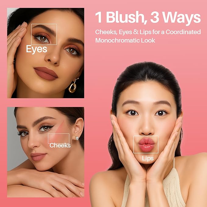 MONDSUB Jelly Cream Blusher #04 Rose MadderCream Hybrid Blush, Creamy & High-Pigment Formula, Use for Cheeks & Eyes, Long-Lasting Rose Red, Skin-Loving Ingredients, 0.18oz