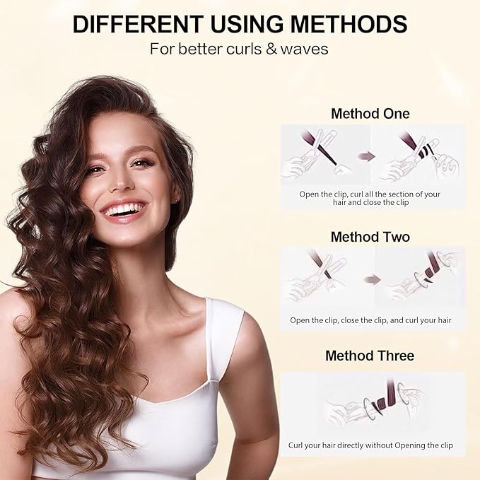 DAN Technology 1 Inch Large Barrel Curling Iron Wand, Tourmaline Ceramic Hair Curler with LCD Display (180°F–430°F), Fast Heating, Dual Voltage, Auto Shut-Off, Black & Gold