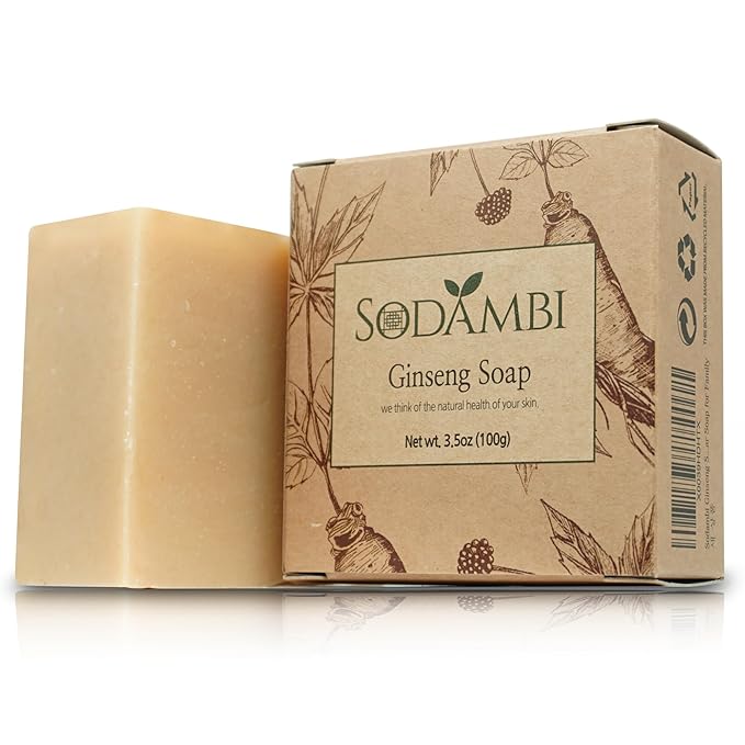Ginseng Soap Bar – Handmade with Ginseng, Shea Butter & Avocado Oil – Hydrating & Soothing Cleanser for Face & Body – 3.5 oz
