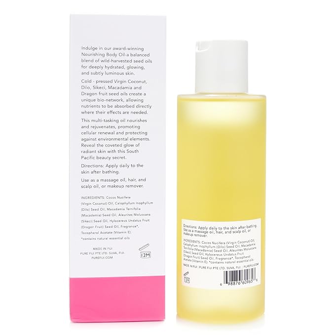 PURE FIJI Nourishing Exotic Coconut Body Oil, Dragon Fruit (7.7 fl oz/230ml)