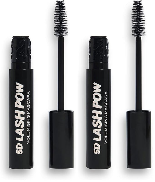 Revolution Beauty, 5D Lash Pow Mascara, Lengthening & Volumizing Effect, Thickening Black Formula, Vegan & Cruelty Free, 0.41 Fl. Oz (Pack of 2)