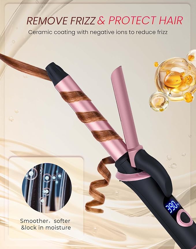 Mini Curling Iron for Short Hair Dual Voltage with European UK Plug Adapter Ceramic Travel Small Curling Iron 3/4 Inch Barrel Curler with Professional 30S Fast Heating, 5 Temps for Global Travel