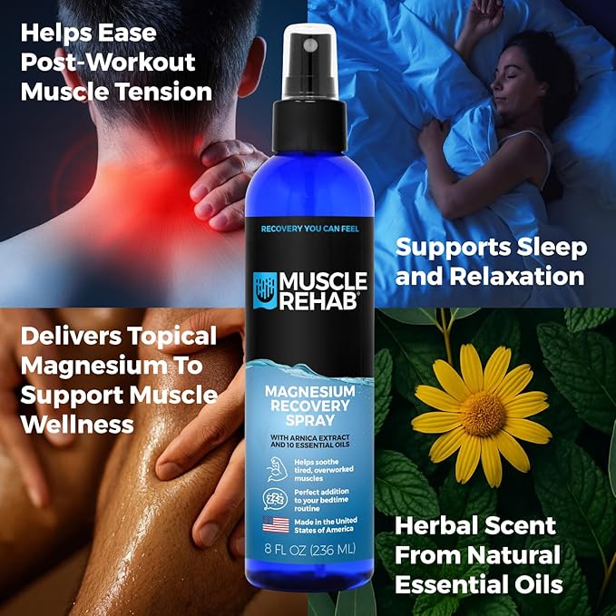 Magnesium Spray with Arnica & Natural Essential Oils: Zechstein Oil for Sports Recovery, Muscle Relief, Sleep & Relaxation, Non-Greasy Magnesium Oil on Feet Mist, 8oz
