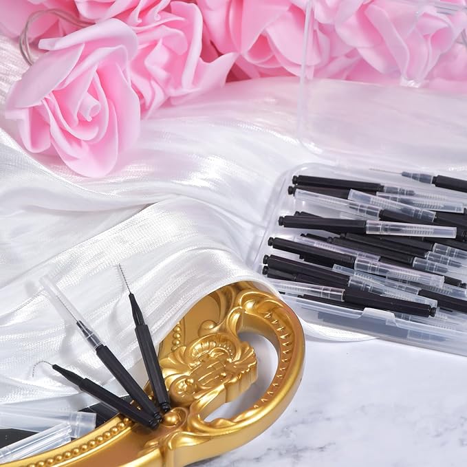 40Pcs Micro Eyebrow Brush with Cap, Brow Lamination Brush Spoolies for Eyelash & Brow, Lash Filler & Lift Tool, Tint Brushes for Brows and Lashes, Eyelash Extensions Comb