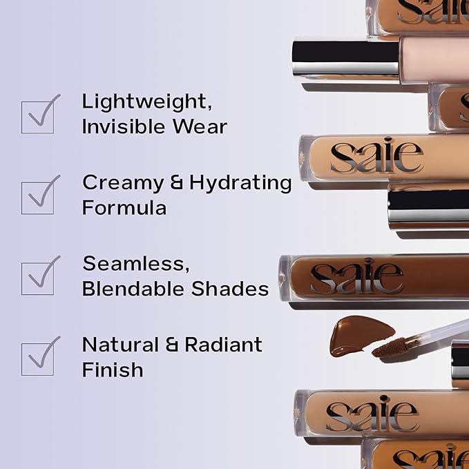 Saie Hydrabeam Under Eye Brightener - Sheer + Hydrating Eye Brightener with Cucumber Extract - Instantly Illuminates Skin for a Radiant Finish - Shade 0.5 (0.2 oz)