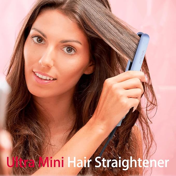 ANGENIL Pro Titanium Ceramic Ultra Mini Flat Iron for Short Hair,0.7 Inch Dual Voltage Travel Size Small Flat Iron,Suitable for Short Hair, Bangs, and Fine,20S Fast Heating 3 Temp (280℉- 320℉ -380℉)