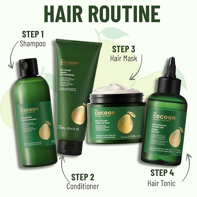 Cocoon Pomelo Essential Oil Hair Growth Mask with Xylishine & Amino Acid, Organic Mask No Sulfate, Vegan Treatment to Soften, Reduce Loss & Volumize Hair Growth | for Thinning, Damaged & Breakage Hair