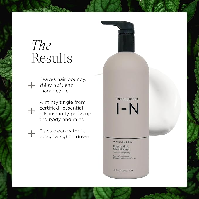 InspiraMint Conditioner, Invigorating Organic Conditioner for Fine and Oily Hair with Peppermint Oil, Hydrating, Refreshing, Vegan, 32 Fl Oz