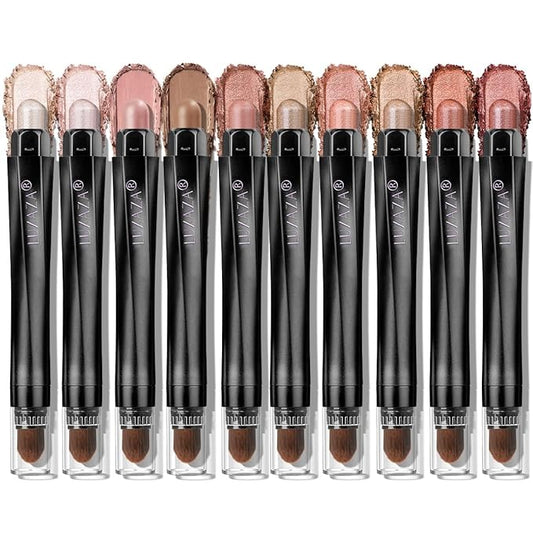 10PCS Eyeshadow Stick,Shimmer And Matte Brown Metallic Cream Eyeshadow Pencil Crayon with Smudge-proof & Waterproof, Eye Brightener Stick, Ideal Gift for Women - C2 Stellar Pink Quartz