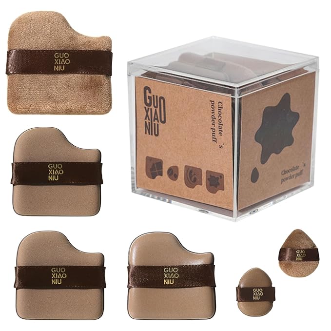 6Pcs Powder Puff Set with Cases, Velour/Leather/Air Cushion Makeup Puff, Reusable & Washable, Ideal For Foundation, powder cream, Setting, concealer, Wet Dry Makeup tools (1Box)