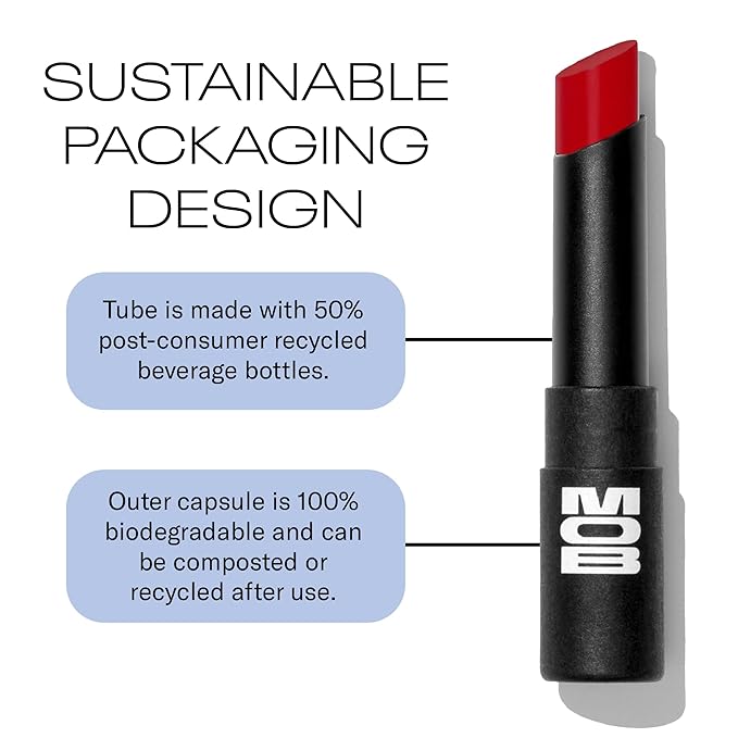 MOB Beauty Soft Matte Lipstick M67 – Red | Weightless, One-Swipe Color Infused with Skincare | Vegan, Silicone-Free, Cruelty-Free Formula in a Biodegradable Capsule