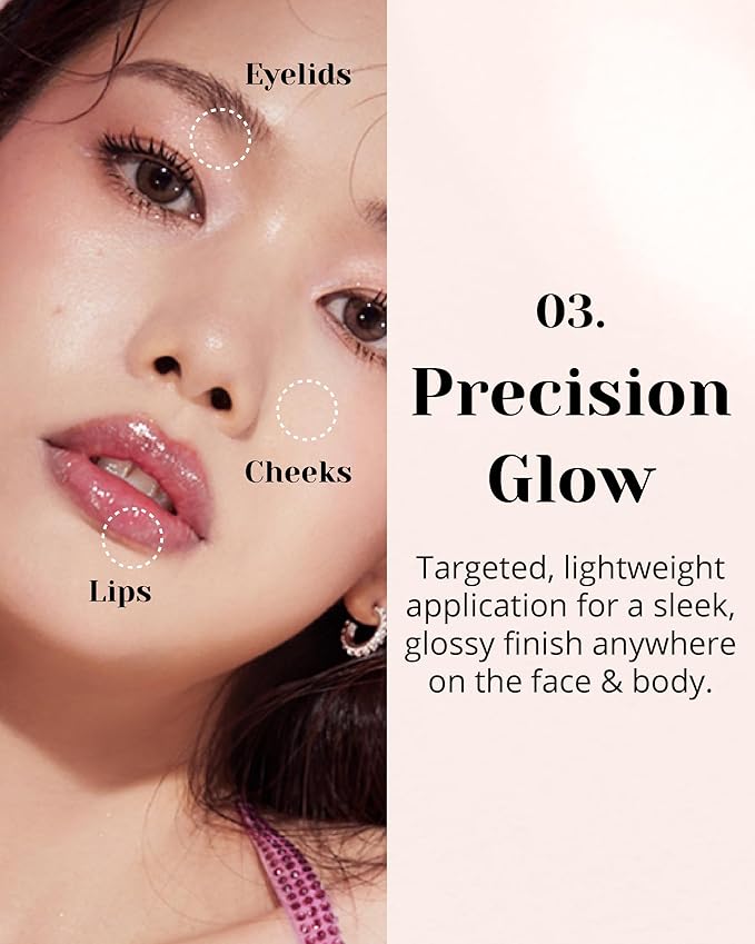 Glint Liquid Gel Highlighter (Glitter Veil, 0.1oz) - Multi-Use Face & Body Gloss for Smooth Glow, Long-Lasting Illuminator Balm for Healthy Radiance. Korean Makeup. Eyes, Cheeks