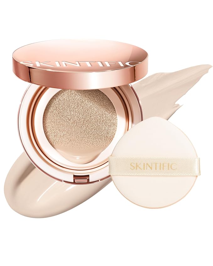 Full Coverage Cushion Foundation, Weightless, Skin Fit, Satin Glow Finish, Oil-Control Waterproof Foundation, Sweatproof Flawless BB Cream CC Korean Makeup