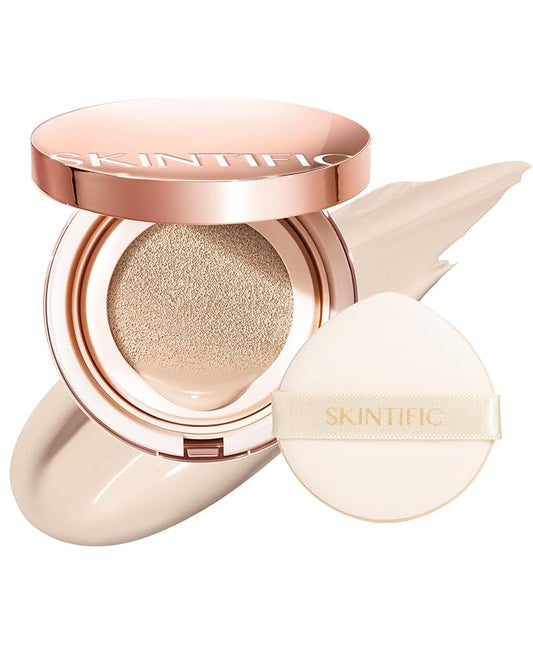 Full Coverage Cushion Foundation, Weightless, Skin Fit, Satin Glow Finish, Oil-Control Waterproof Foundation, Sweatproof Flawless BB Cream CC Korean Makeup