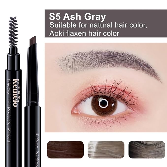 Eyebrow Pencils for Women,8 Pack Ash Gray Eye Brow Pencil Set,Retractable Definer Grey Eyebrow Pencil for Older Women Soft,Waterproof Sweatproof Long-Lasting,with Spoolie Brush,S5.