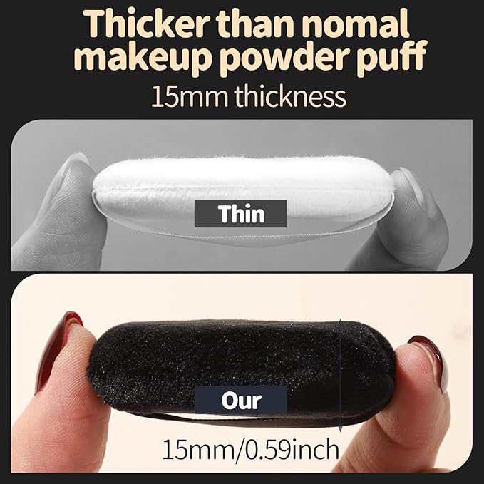 Teenitor 3Pcs Black Powder Puff, Powder Puffs, 2.36 Inch Setting Powder Puff,Powder Puffs for Face Powder Soft Powder Applicator for Loose Pressed Powder, Face Puff Makeup Puff Small with 3 Cases