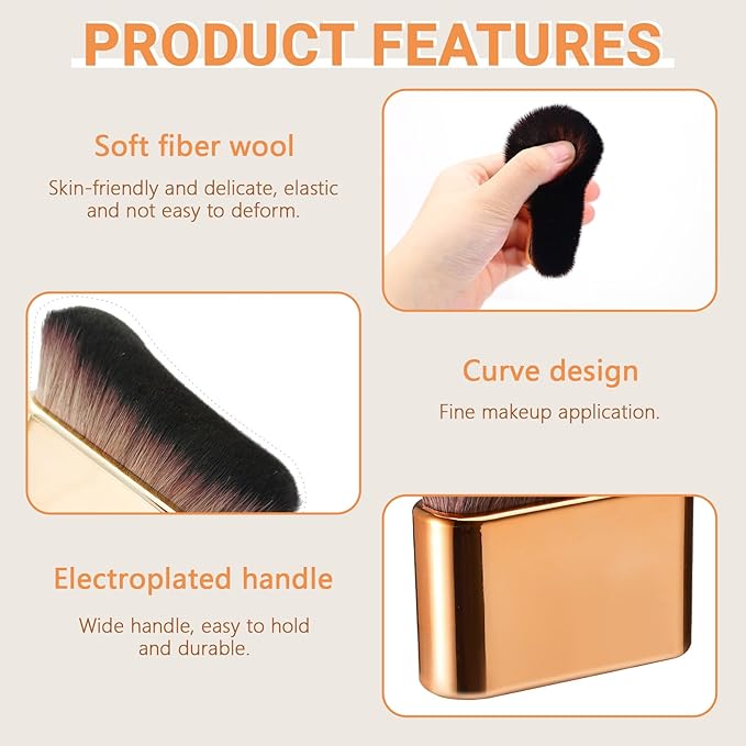 Huakaile 2 Pack Professional Self Tanner Brush, Face Body Makeup Brush for Legs, Sunscreen Applicator Self Tanning Brush for Liquid Foundation Powder Blusher Shadow Bronzer (Rose Gold & Gold)