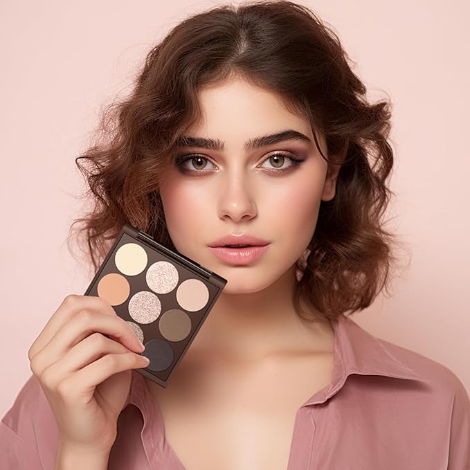Neutral Eyeshadow Palette, Nude Eyeshadow Palette, Matte Eye Shadow Makeup Palette with Mirror, Long-Lasting Wear, Vegan, Cruelty-Free - 0.5oz