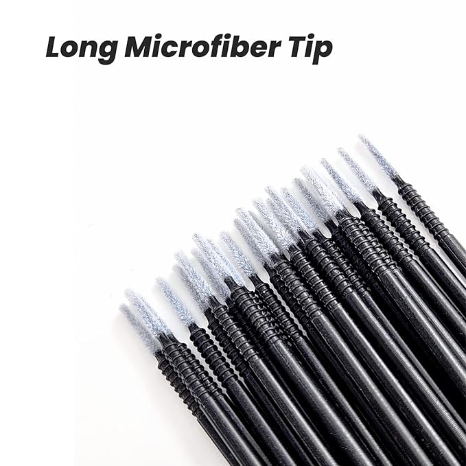 Micro Applicators 200Pcs, Inartato Disposable Micro Brush Microswab Wands for Eyelash Extensions Makeup and Personal Care (Black & White - Long Microfiber Tips)