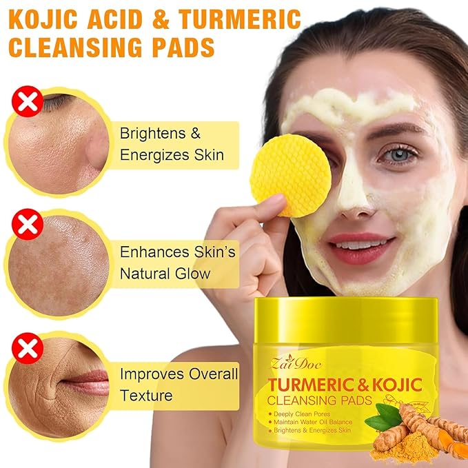 3 Sets Remover Wipes, with Turmeric & Salicylic Acid, Exfoliating Face Cleansing Pads for Hydrating, Moisturizing & Calming for Sensitive Skin