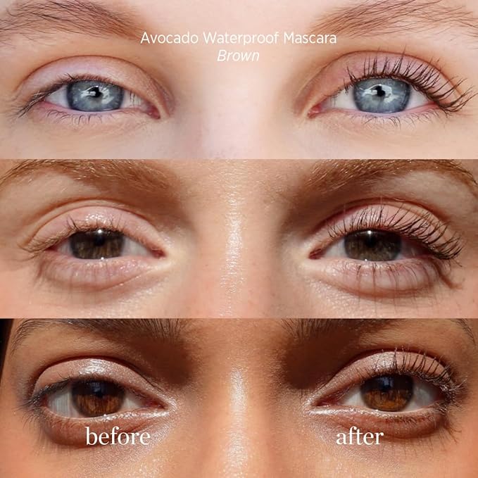 Ere Perez - Avocado Waterproof Mascara | Lengthen, Nourish, Enhance, Strengthen | Long-Lasting, Sensitive Eye Safe | Mamey + Camelia Oils | Vegan, Cruelty-Free, Clean Beauty (Brown, 0.35 oz | 10 ml)