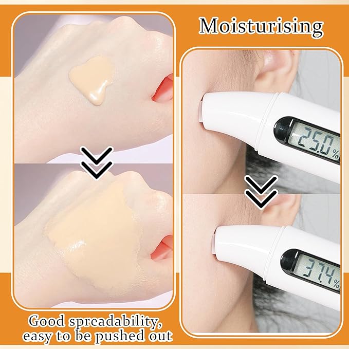 2Pcs Mushroom Head Air Cushion CC Cream Foundation Makeup,Moisturizing BB Cream Face Makeup Liquid Foundation,Long Lasting Full Coverage Concealer for All Skin Types（Natural）C