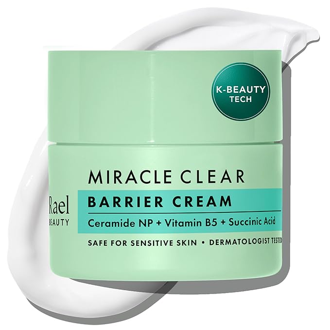 Rael Face Moisturizer, Miracle Clear Barrier Cream, Lightweight Hydration for Oily and Acne Prone, with Succinic Acid, Hydrating Vitamin B5, Vegan, Korean Skin Care (1.8 fl oz)