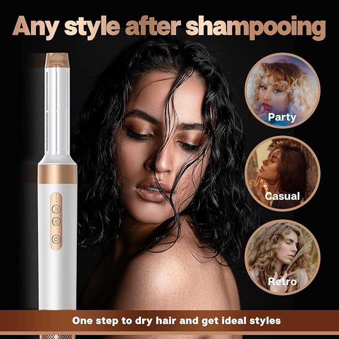 Blow Dryer Brush 7 in One, Negative Ion Hair Set Upgrade Hot Air Styler Wrap Curler, Curling Iron Styling Tools As A Gift for Straight/Curl/Drying/Smoothing