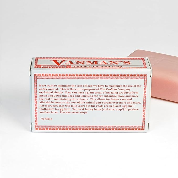 VanMan Beef Tallow and Coconut Oil Bar Soap – Pure Grass-Fed Beef Tallow Soap with Coconut Oil & Kaolin Clay, Subtle Grapefruit Scent, Hydrating & Nourishing, Clean Ingredients, 3.8oz - 10 Pack
