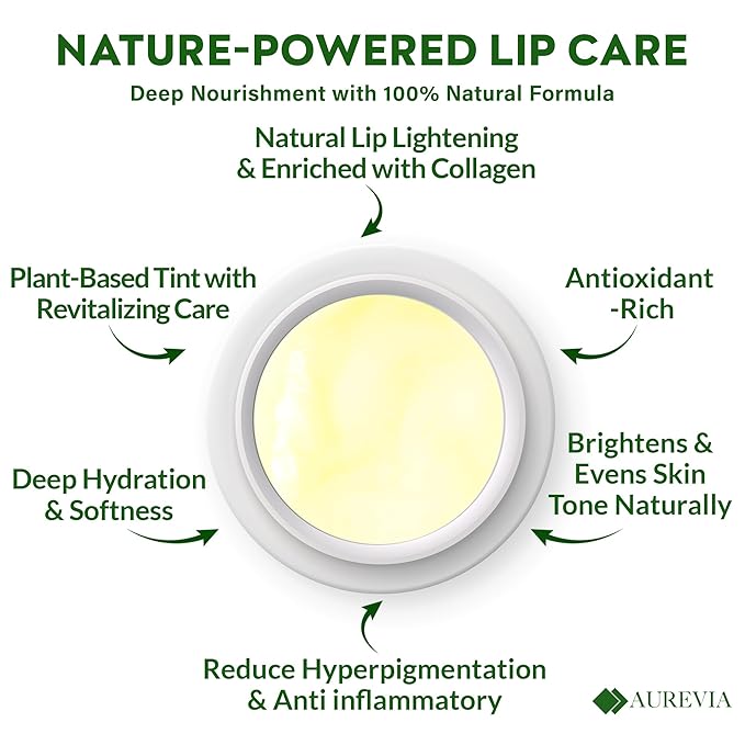 Vegan Ayurvedic Lightening & Brightening Lip Balm for Dark Smokers' Lips | Hydrating & Moisturizing for Dry, Chapped Lips – Plant-Based, Antioxidant-Rich