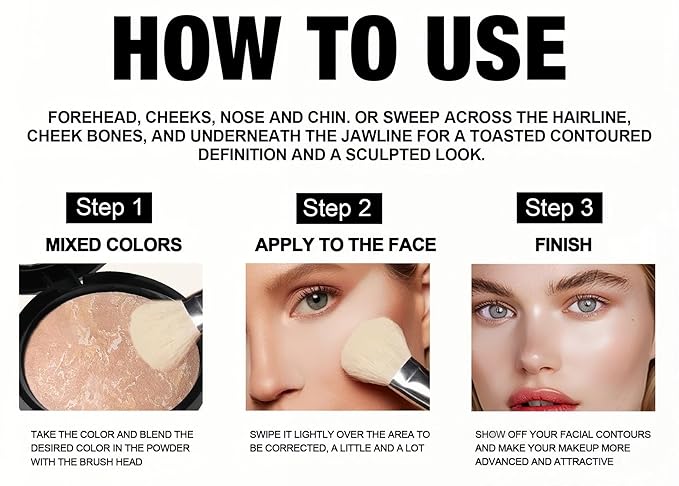 MAEPEOR Baked Setting Powder Brighten Color Correcting Powder Foundation Natural Smooth Lightweight Oil-Control Pressed Foundation (02 Fair)