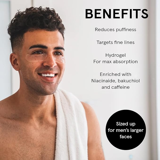 BRO MASK Under Eye Patches for Men with Hydrogel (6 x 2 pack) - Anti-Aging Korean Eye Masks for Dark Circles and Puffiness - Puffy Under Eye Treatment - Perfect Skin Care for Men