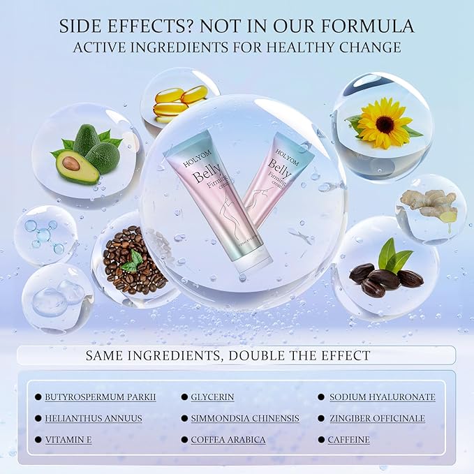 B Flat Belly Firming Cream - Premium Skin Tightening Cream for Stomach，Thighs, Skin Smoothing Moisturizer for Women and men, 4.22 fl oz