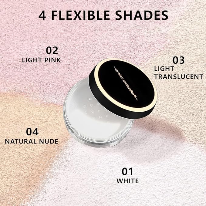 Kaely Longwear Loose Setting Powder, Face Finishing Powder Long Lasting Waterproof, Polvo suelto Face Brightener Makeup, Soft Matte Finish, Vegan & Cruelty-Free, 03 Light Translucent