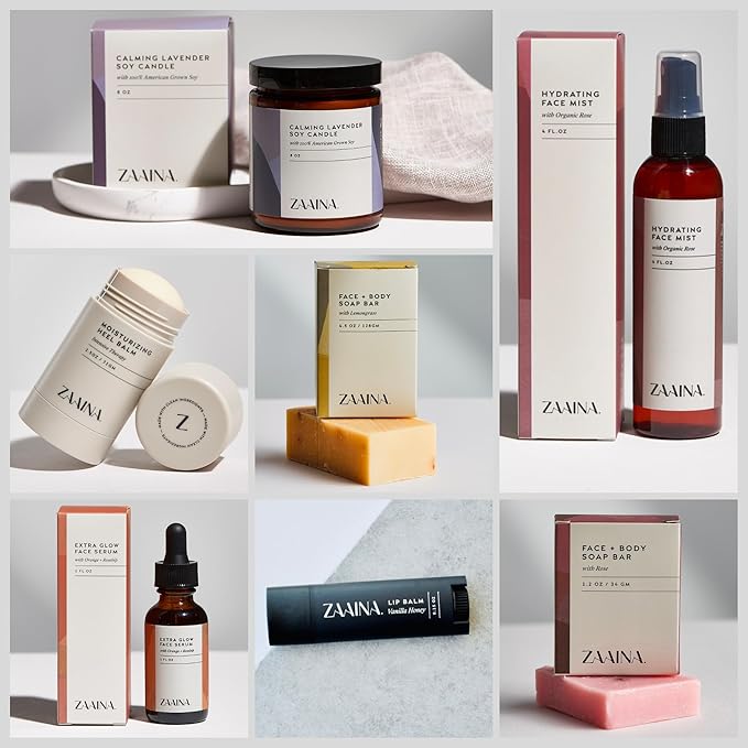 ZAAINA Spa Gift Set for Her - Luxury Self Care Spa Kit for Women, Valentine Spa Gift Basket, Pampering At Home Bath and Body Relaxation Spa Package, Gifts for Mom Wife Friend, Birthday Gifts for Women