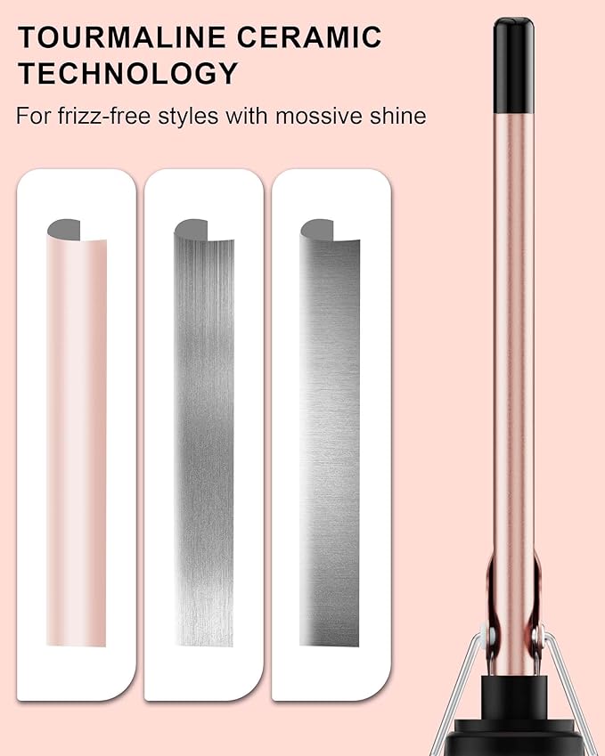 3/8 Inch Small Curling Iron Wand for Short & Long Hair, Ceramic Small Barrel Curling Iron 9mm Thin Curling Wand for Tight Curls with 5 Adjustable Temperature, Heat Resistant Glove Included