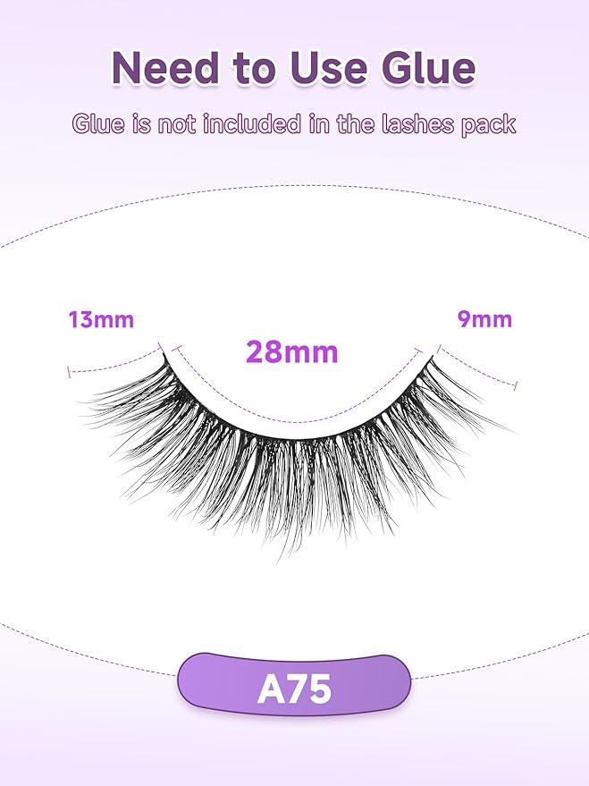 False Eyelashes Natural 13mm Wispy Lashes with Thin Band 3D Volume Soft Strip Lashes Pack C Curl Natural Eyelashes Fake Eyelashes 7 Pair