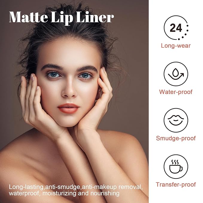 Lip Stain Peel Off - Long-Lasting Lip Liner, Creamy Matte Lip Makeup Waterproof & Smudge-Proof Lip Liner Stain, Highly-Pigmented Pencil for Shaping & Sculpting Lips (Nude)