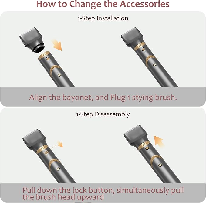 Hair Dryer Brush Hair Styler: 5 in 1 Air Styling& Drying System, 110,000 RPM Auto Wrap Hot Air Brush Set for Fast Drying, Curling Volumizing Smoothing&Styling, Detachable Oval Brush, Concentrator