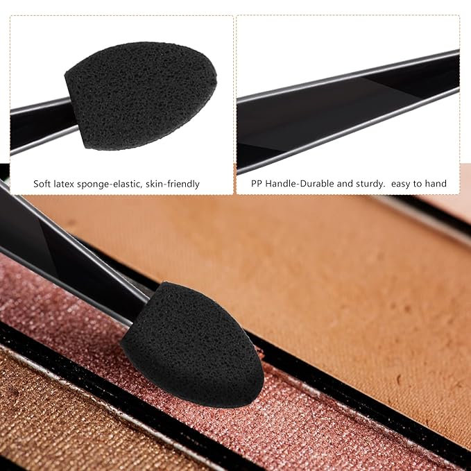 100 Pcs Eyeshadow Applicators, Disposable Eye Shadow Applicators, Mini Dual-Sided Sponge Tip Eye Shadow Brushes Portable Travel Makeup Brushes, Multipurpose Blending Sticks for Eyeshadow