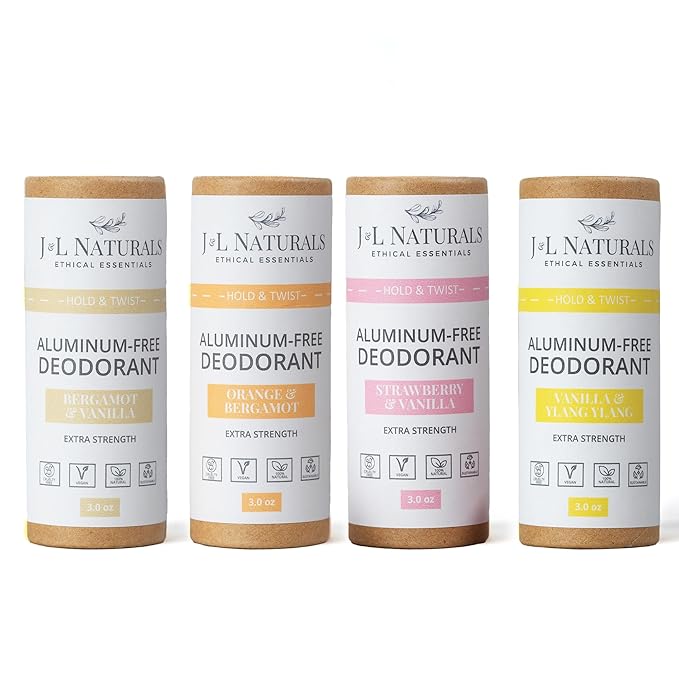 J&L Naturals Aluminum Free Deodorant for Men & Women | 100% Natural Ingredients With Coconut Oil, Shea Butter, & Essential Oils | Sustainable, Eco-Friendly (Floral & Fruity, 3.0 Oz (Pack of 4))