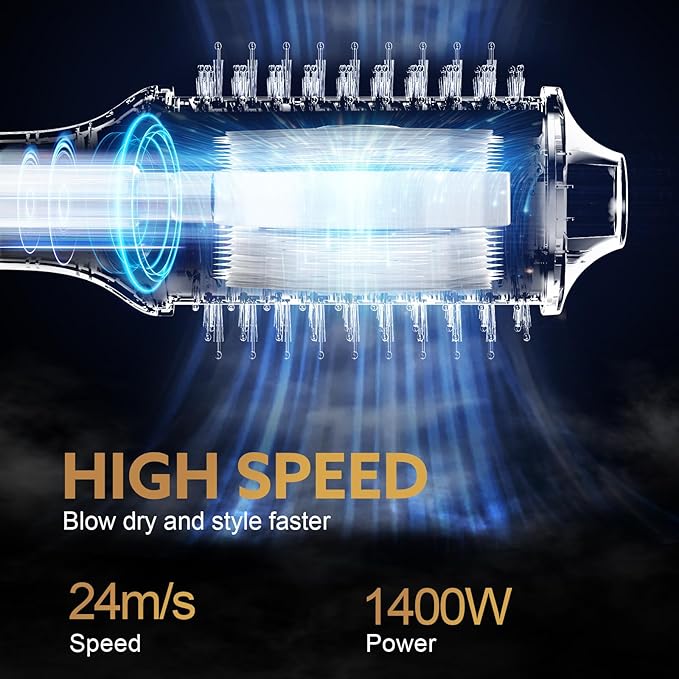 Blow Dryer Brush Hair Dryer | One-Step Hot Air Brush with Oval Volumizer High-Speed Hair Styler with Negative Ions for Drying & Smoothing & Volumizing for All Hair Types 110000 RPM