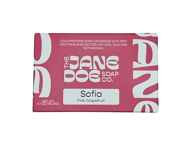 Natural Handmade Cold Process Bar Soap - Made with Olive oil, Coconut oil, Castor, Shea Butter, and Kaolin Clay-Plant Based, Vegan, Moisturizing, Hand/Body Soap! 1 Bar (Sofia Pink Grapefruit)