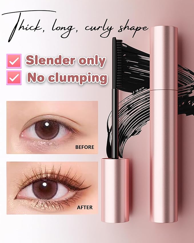 3D Curling Iron Wand Mascara - Volumizing Telescopic Mascara, Waterproof & Smudge-Proof, Liquid Lash Extensions Look, No Clumps, Flakes or Residue, Salon-Like Bold Lashes (Black)